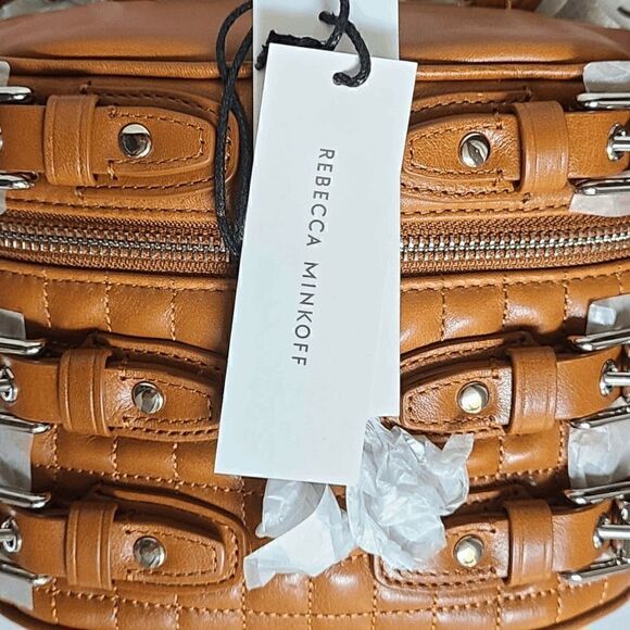 NWT REBECCA MINKOFF Hitch Hiker Oblong Moto Caramel Crossbody Handbag MSRP $398 - Picture 16 of 16